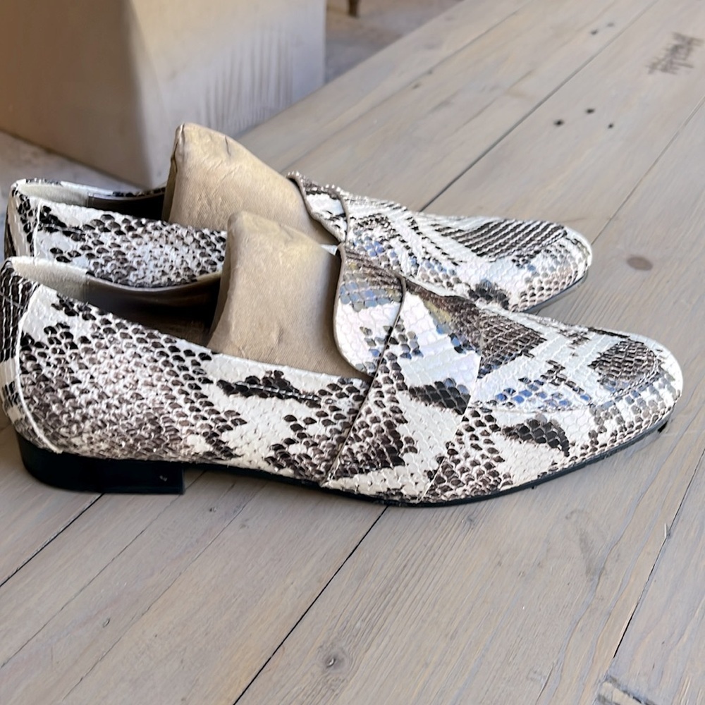 New. AGL Python Animal Print Slip On Loafers in Brown / Cream Size EU 37, US 7 - Picture 3 of 13